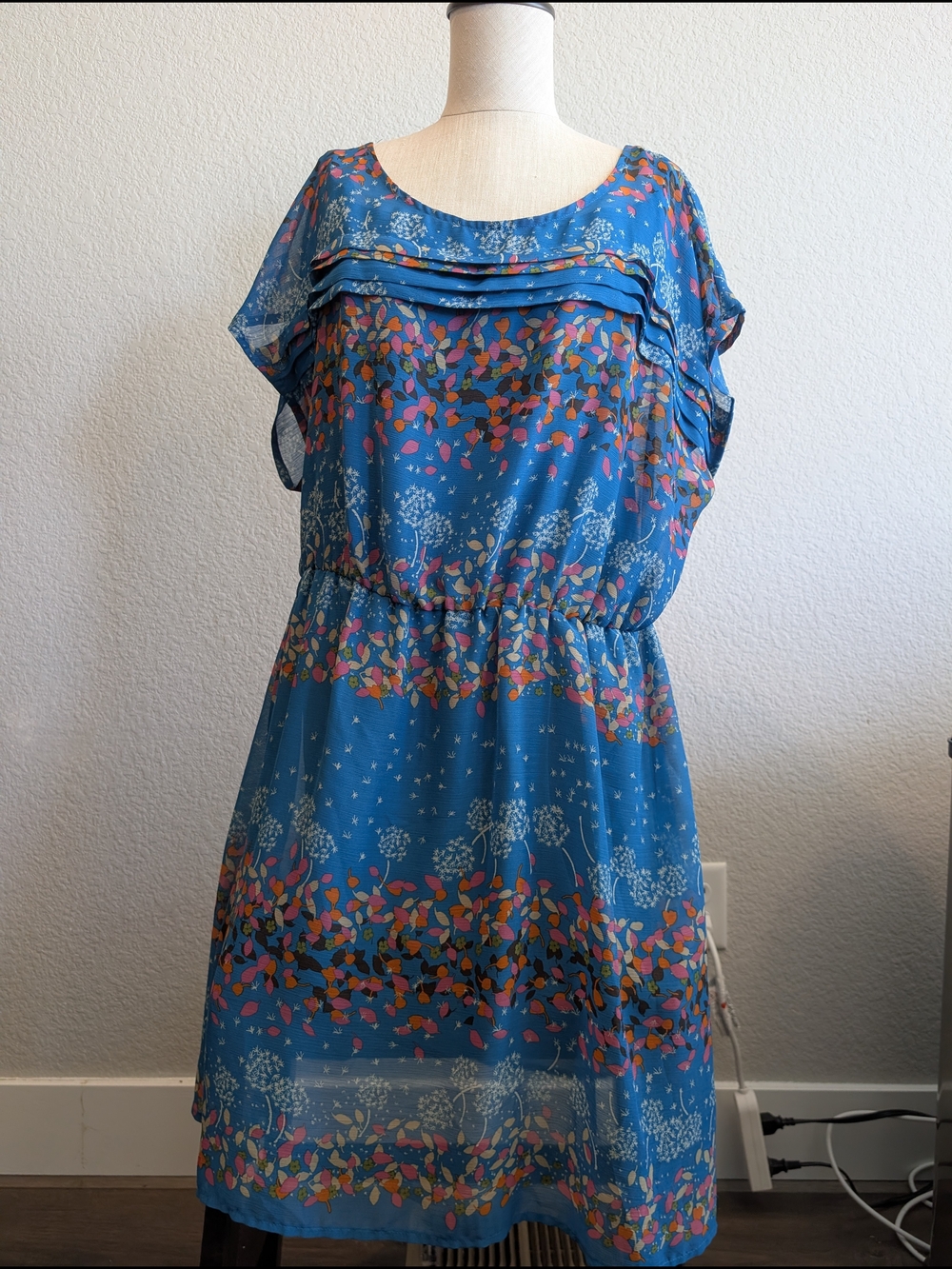 Mossimo Sz XXL Blue Floral Short Sleeve Day Dress